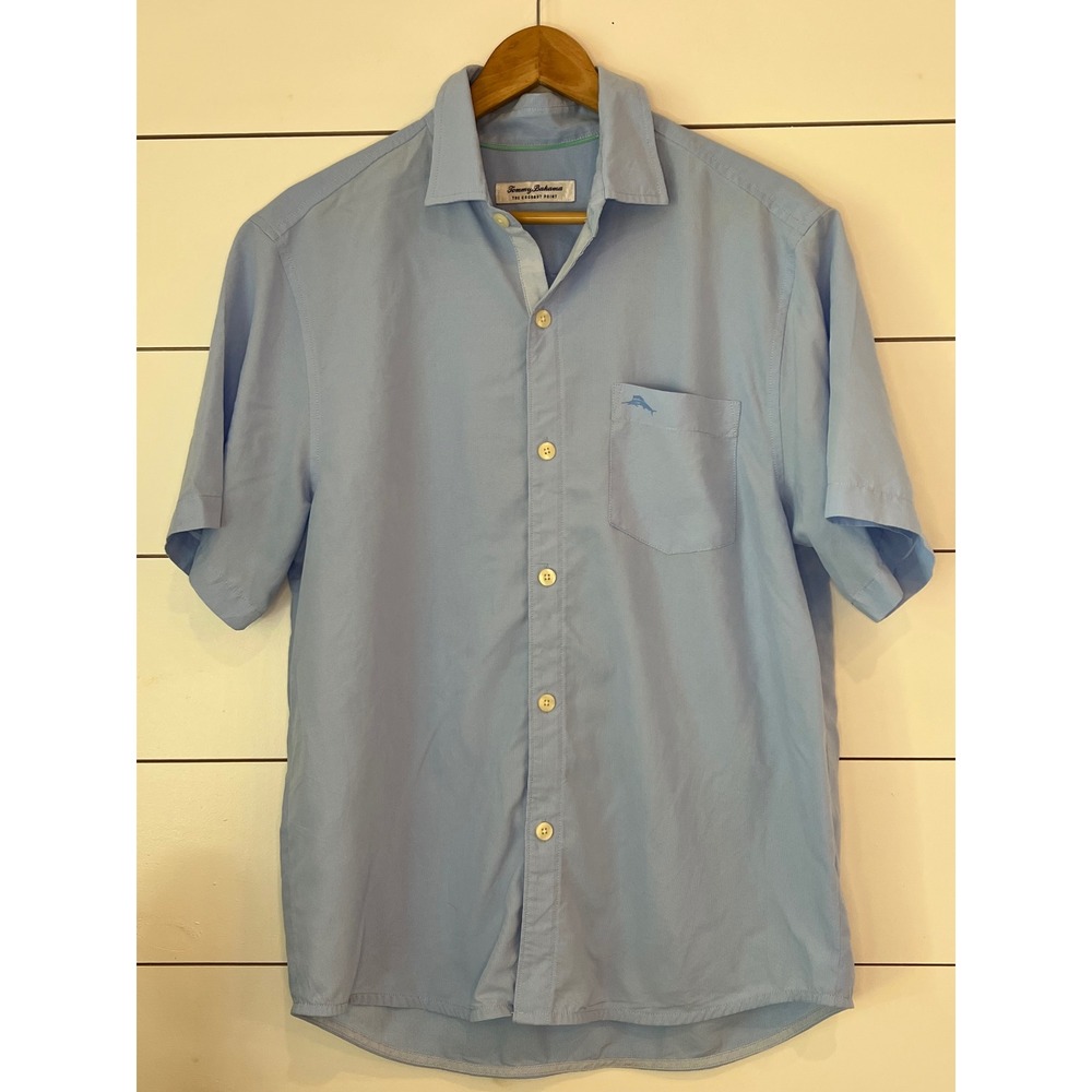 Tommy Bahama The Coconut Point IslandZone Shirt Blue Mens M Short Sleeve